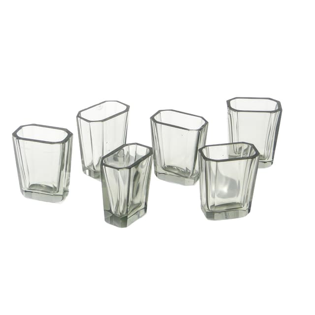 Set of six Art Deco glasses, transparent grey crystal, Czechoslovakia, 1920s - DIMENSION