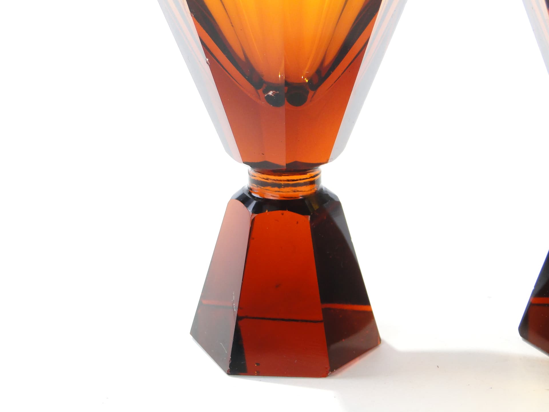 Set of three Art Deco glasses, amber crystal, Czechoslovakia, 1920s - 387877