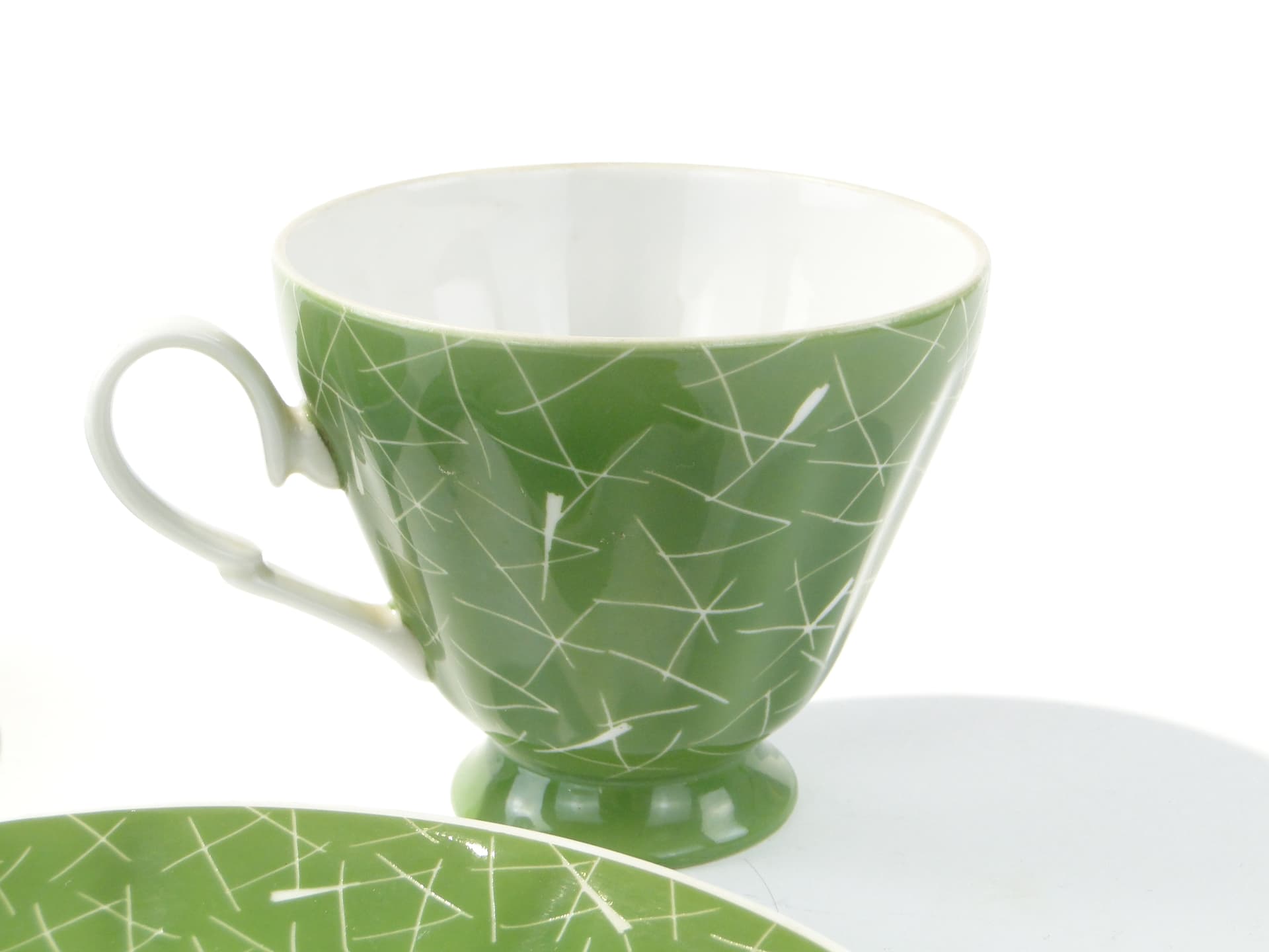 Breakfast set, green porcelain, by L. Pokora, Poland, 1950s - 387893