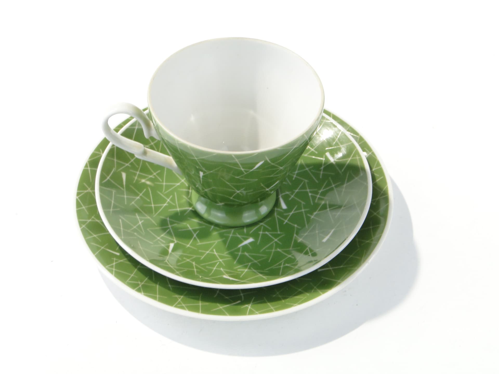 Breakfast set, green porcelain, by L. Pokora, Poland, 1950s - 387903
