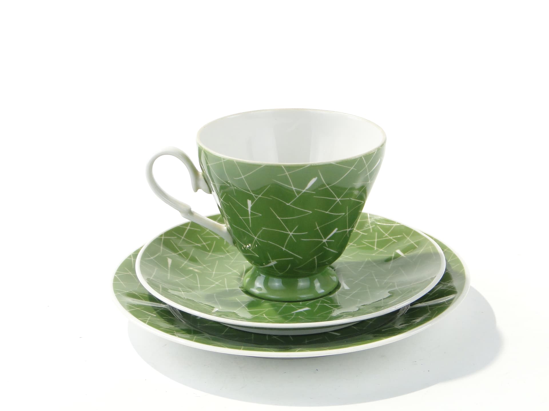 Breakfast set, green porcelain, by L. Pokora, Poland, 1950s - 387902