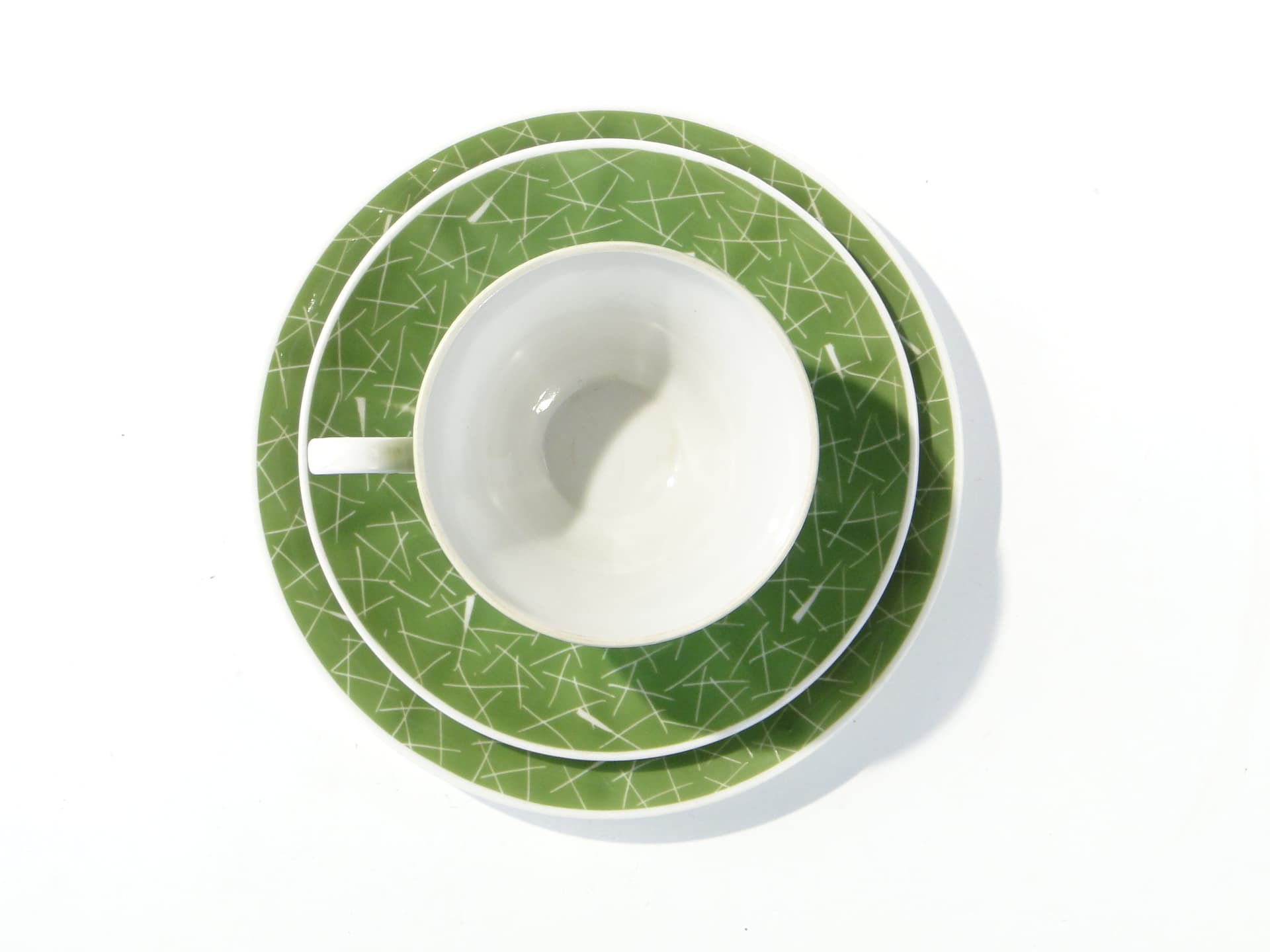 Breakfast set, green porcelain, by L. Pokora, Poland, 1950s - 387904