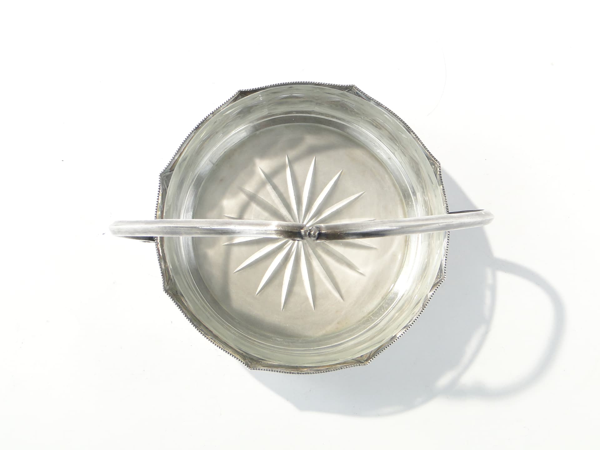 Sugar basket, silver-plated brass, glass, Norblin i S-ka, Poland, early 20th century - 387924