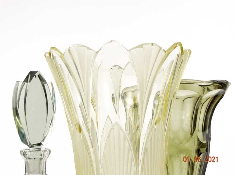 Wazon Art déco, kryształ żółty, lata 20. - 387970