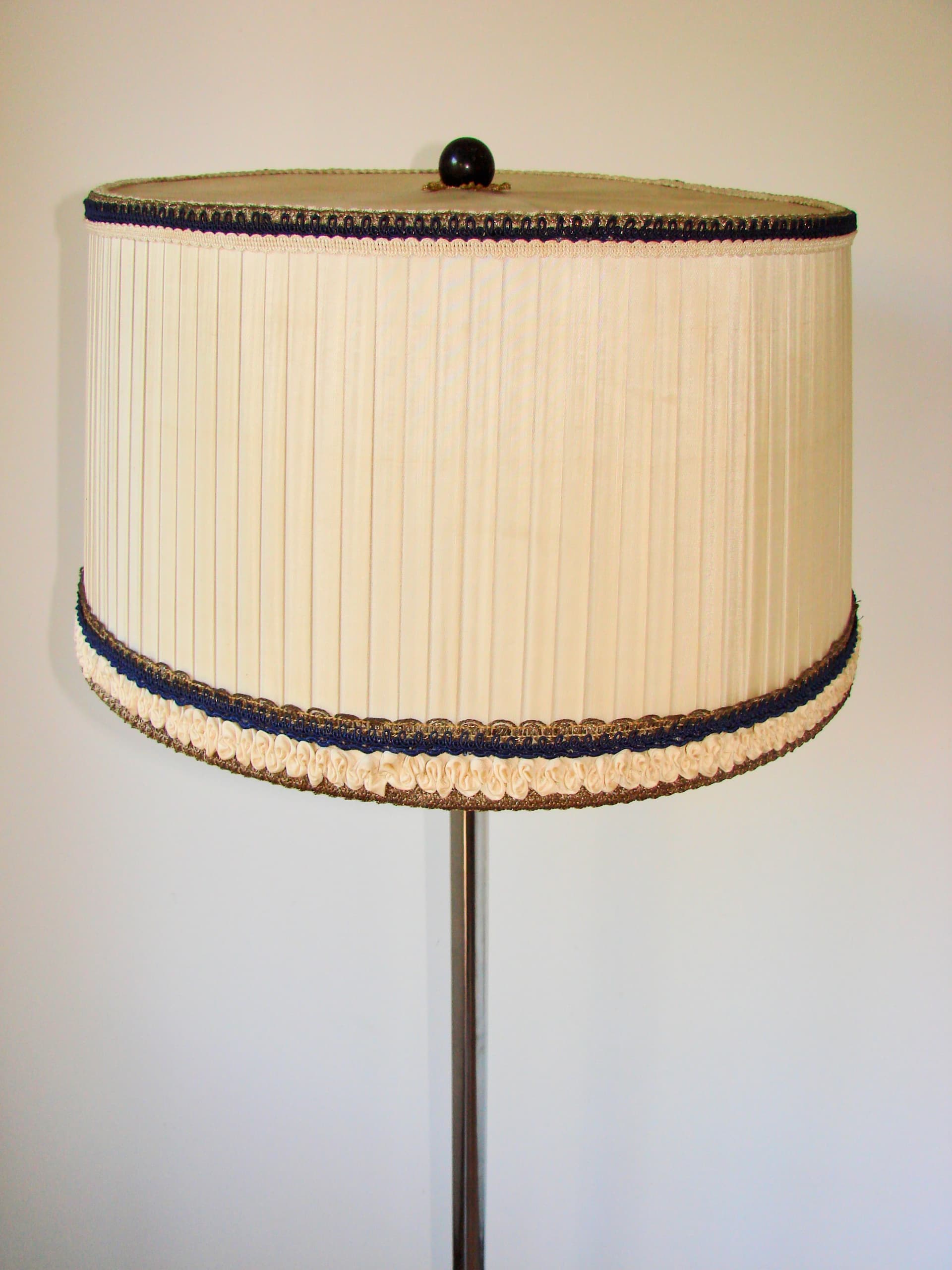 Lampa podłogowa Art Deco, niklowana stal, tkanina, lata 30. - 388050