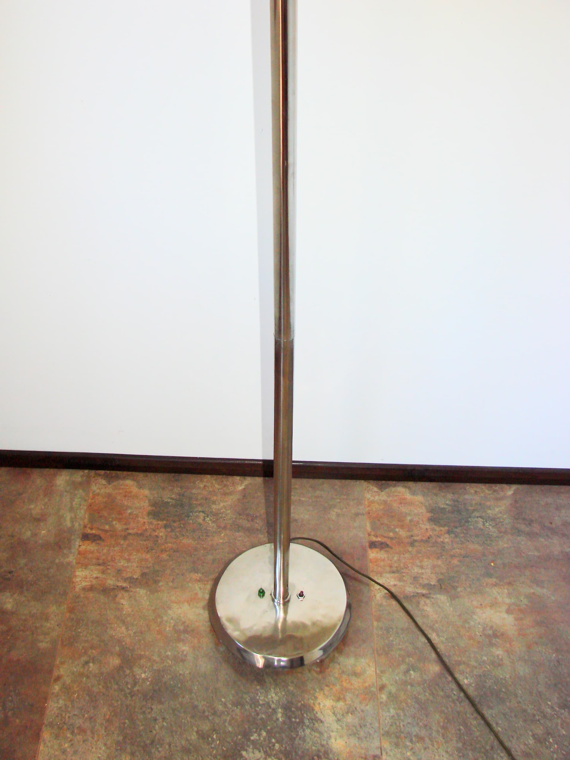 Lampa podłogowa Art Deco, niklowana stal, tkanina, lata 30. - 388051