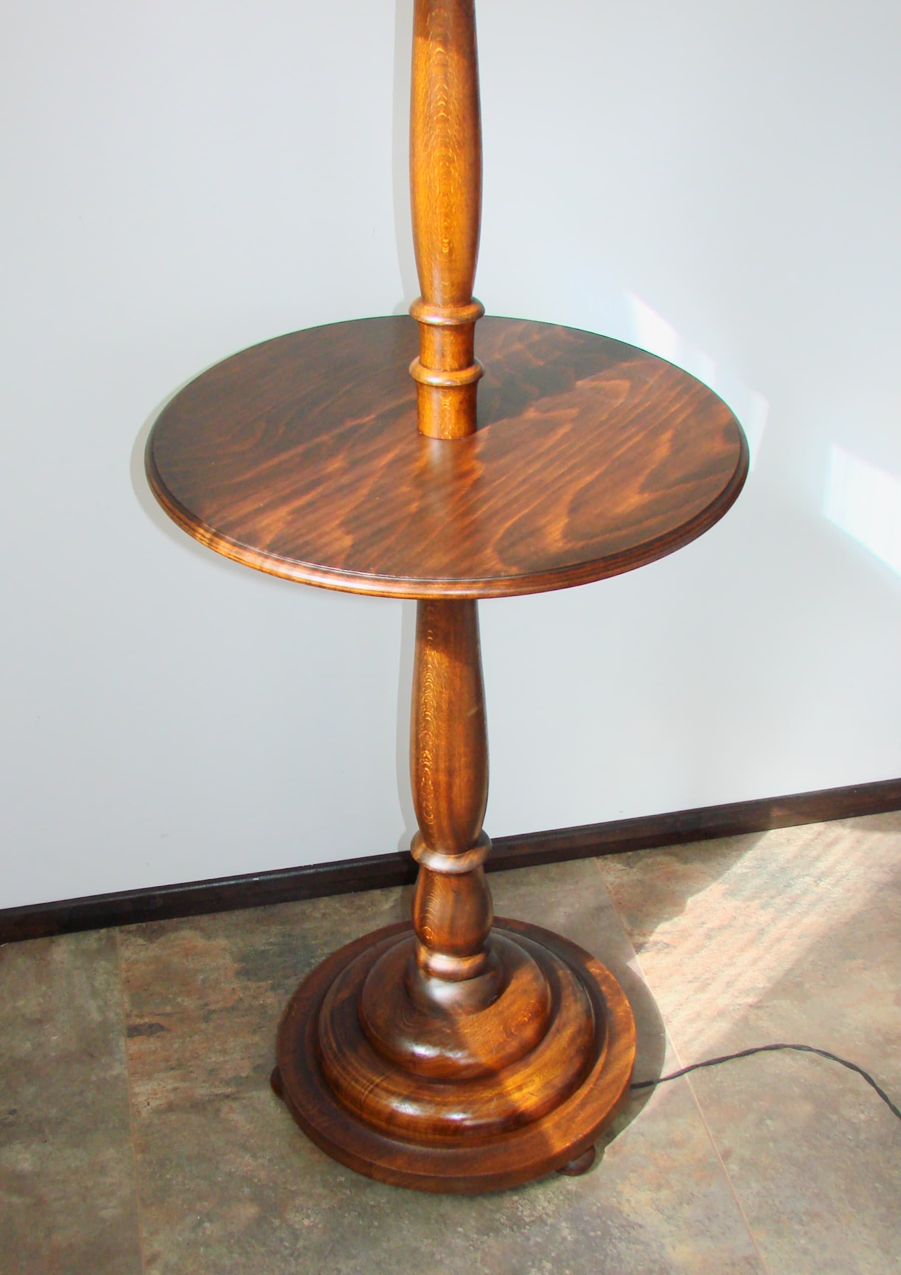 Lampa podłogowa ze stolikiem Modern, drewno brązowy, lata 40. - 388062