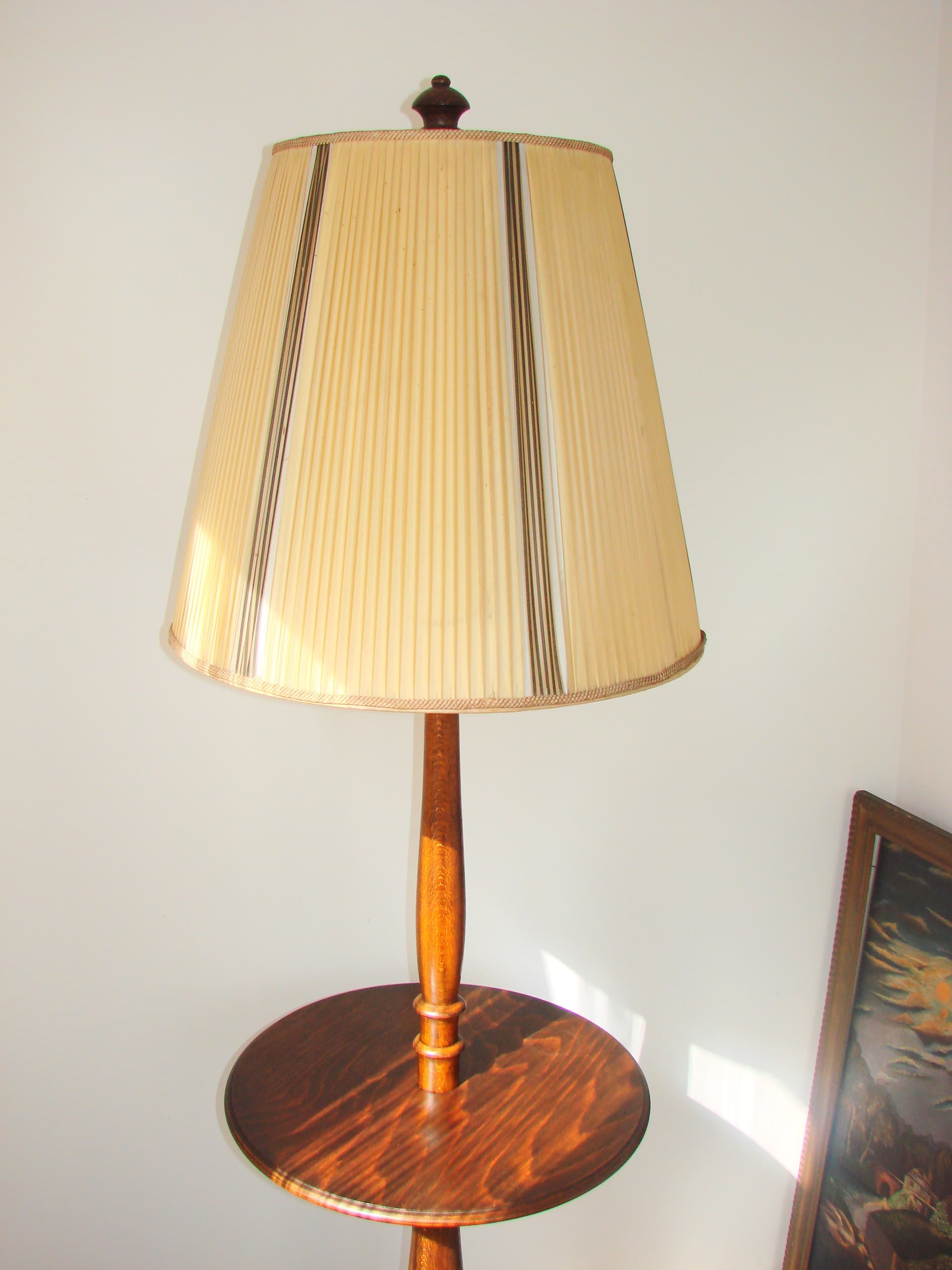 Lampa podłogowa ze stolikiem Modern, drewno brązowy, lata 40. - 388061