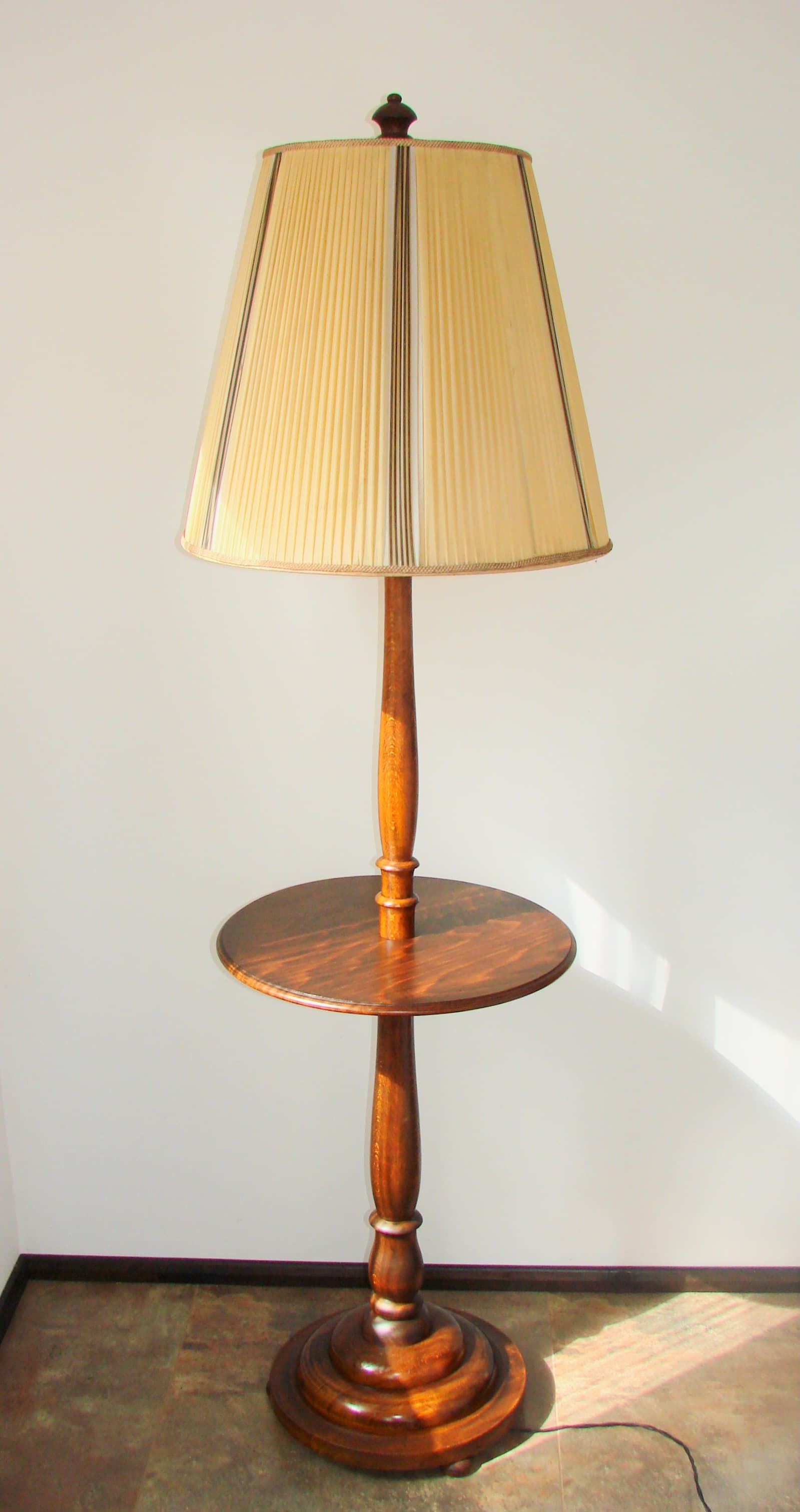 Lampa podłogowa ze stolikiem Modern, drewno brązowy, lata 40. - 388060