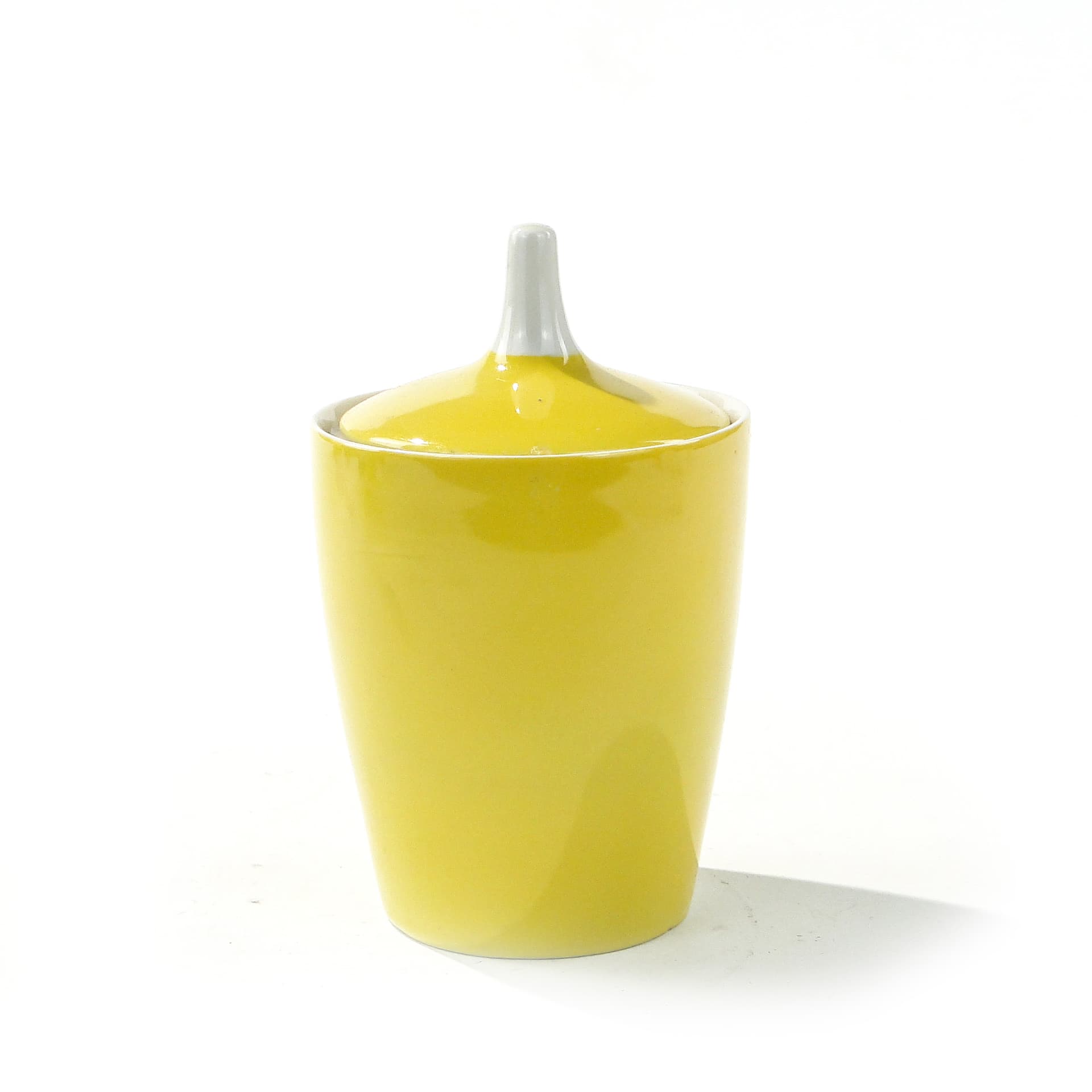 Sugar Bowl Goplana, yellow white porcelain, by W. Potacki, Ćmielów, Poland, 1950s - 388090