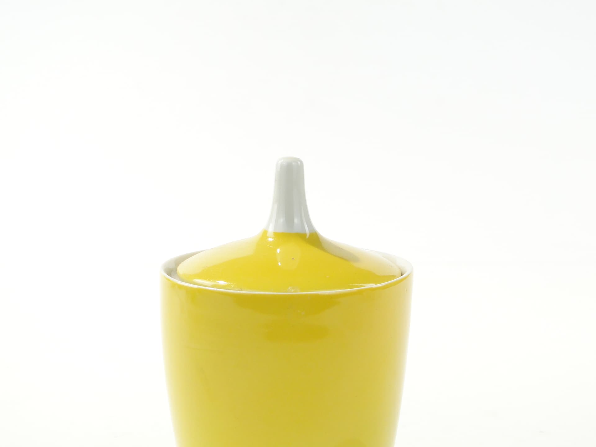 Sugar Bowl Goplana, yellow white porcelain, by W. Potacki, Ćmielów, Poland, 1950s - 388092
