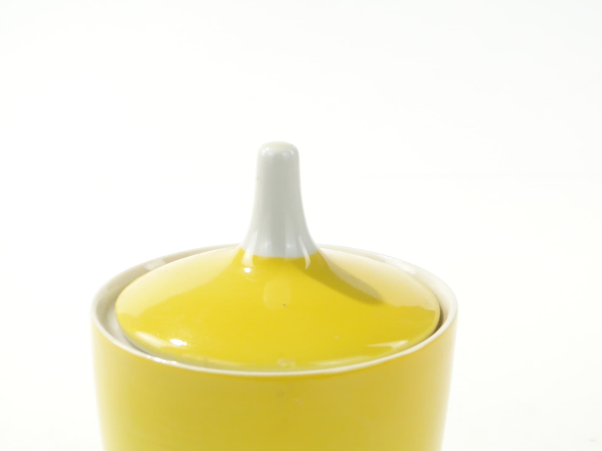 Sugar Bowl Goplana, yellow white porcelain, by W. Potacki, Ćmielów, Poland, 1950s - 388093