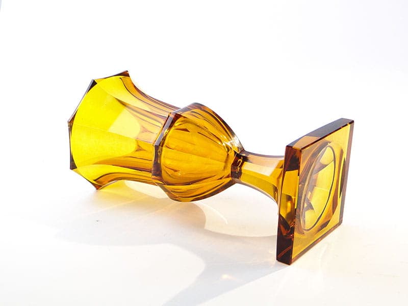 Wazon Art déco, kryształ topazowy, Moser, Czechy, lata 30. - 388115