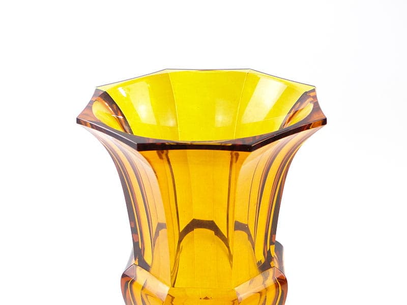 Wazon Art déco, kryształ topazowy, Moser, Czechy, lata 30. - 388112