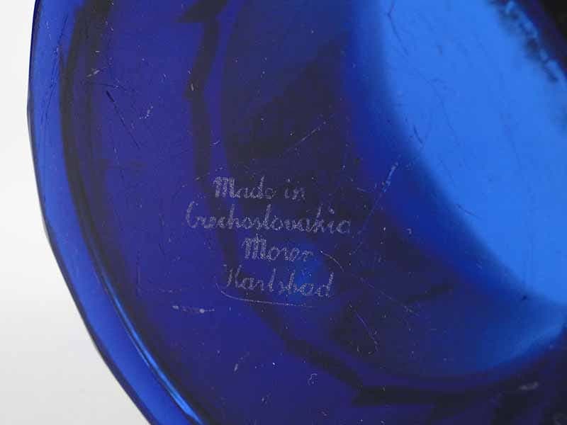 Wazon kobaltowy, szkło niebieski, złocenie, proj. J. Hoffmann, lata 20. - 388138