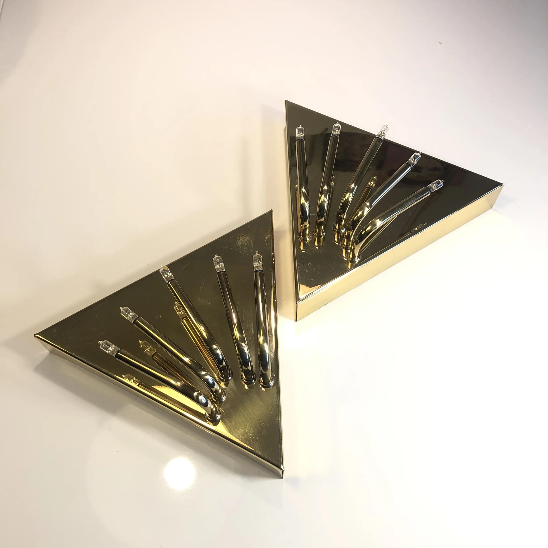 Pair of Postmodern Wall Sconces, Golden Brass, Germany, 1990s - 28514