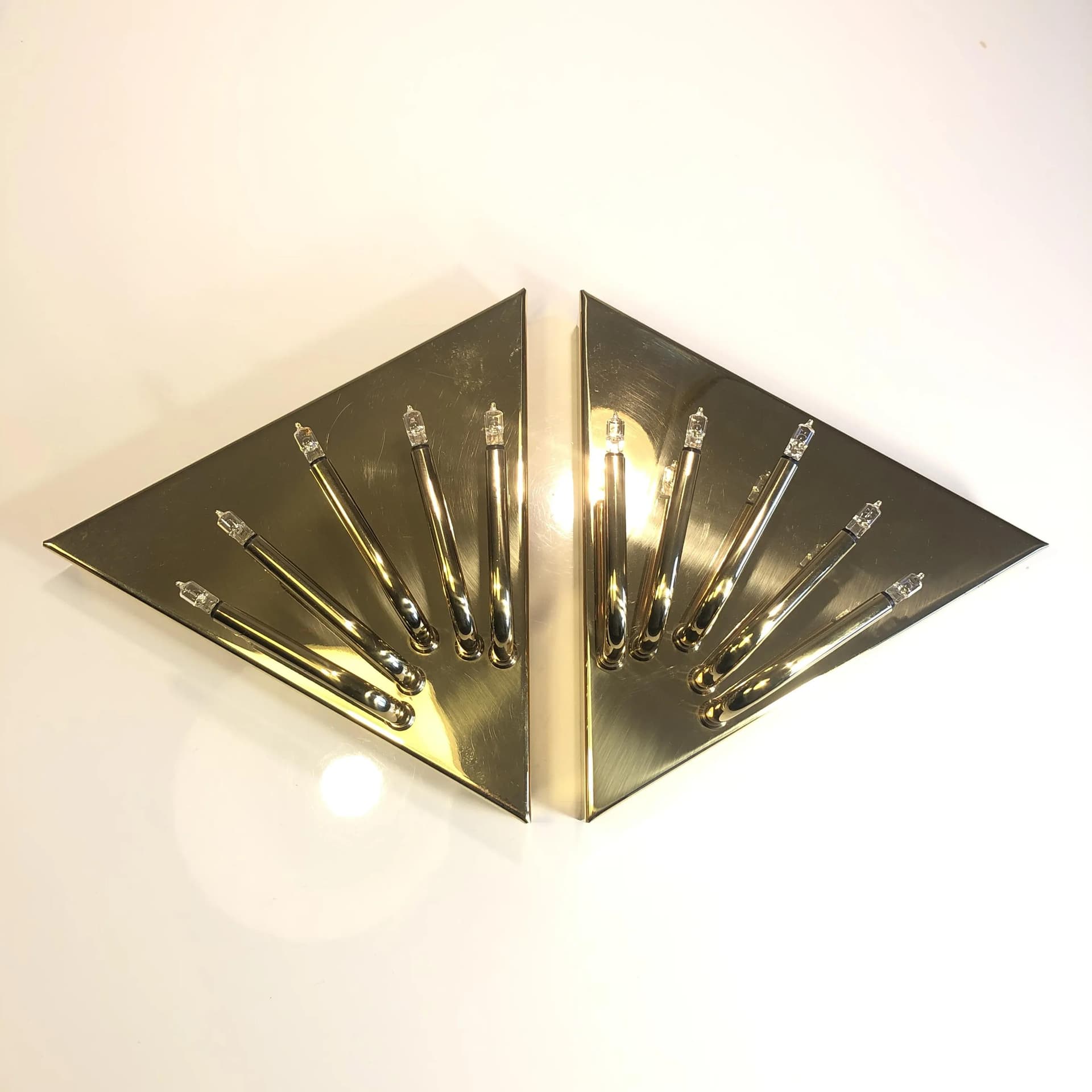 Pair of Postmodern Wall Sconces, Golden Brass, Germany, 1990s - 28513