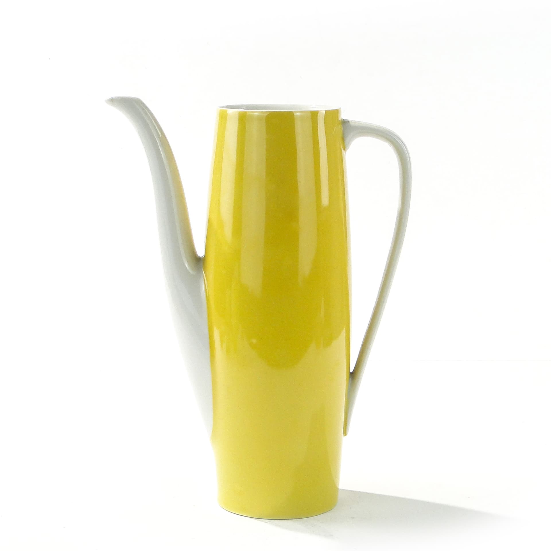 Coffee pot Goplana, yellow white porcelain, by W. Potacki, Ćmielów, Poland, 1950s. - 388182