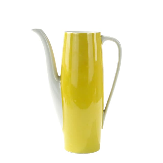 Coffee pot Goplana, yellow white porcelain, by W. Potacki, Ćmielów, Poland, 1950s. - DIMENSION