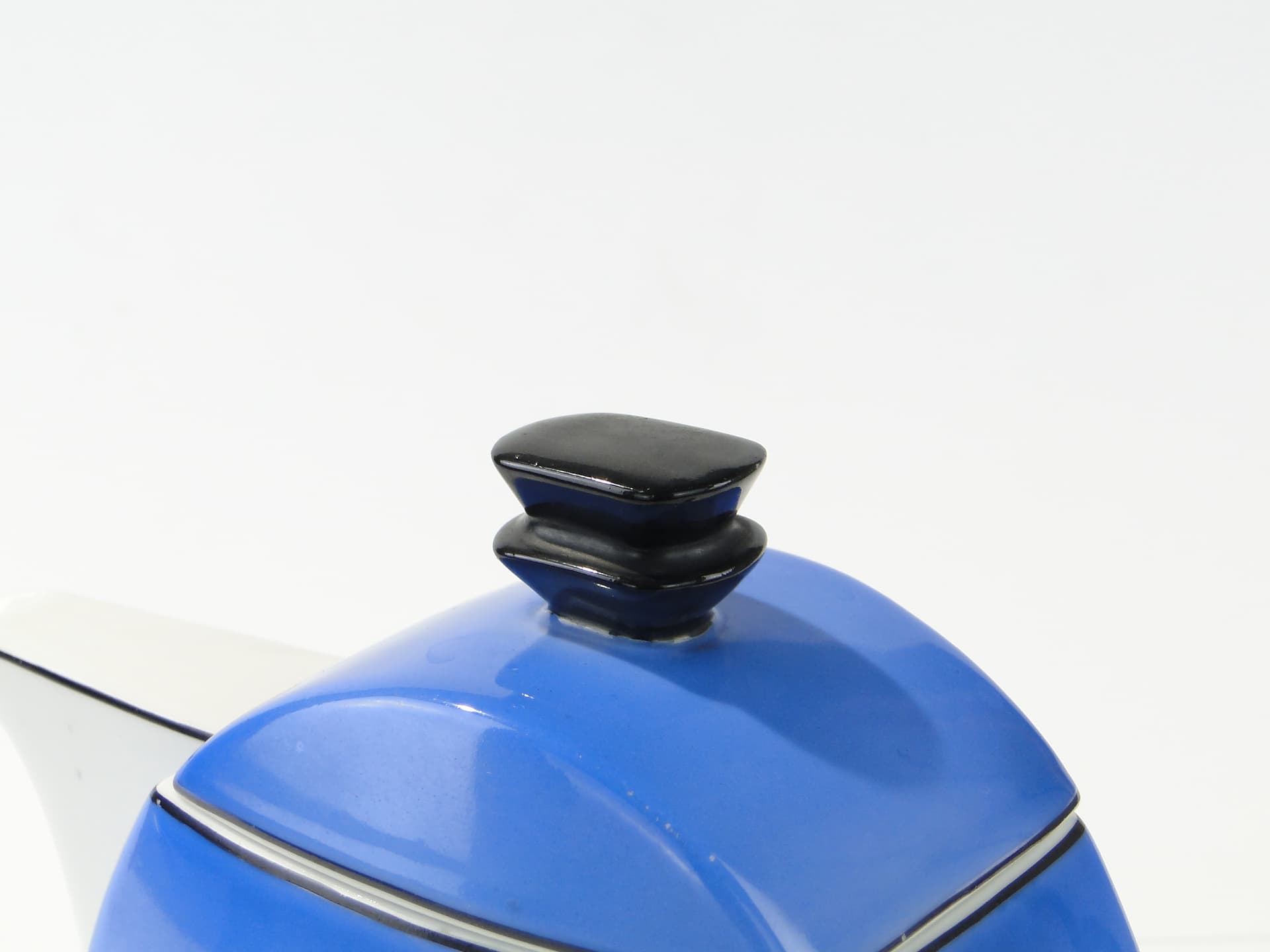 Coffee pot Płaski, blue white black, porcelain, Ćmielów, Poland, 1930s. - 388209