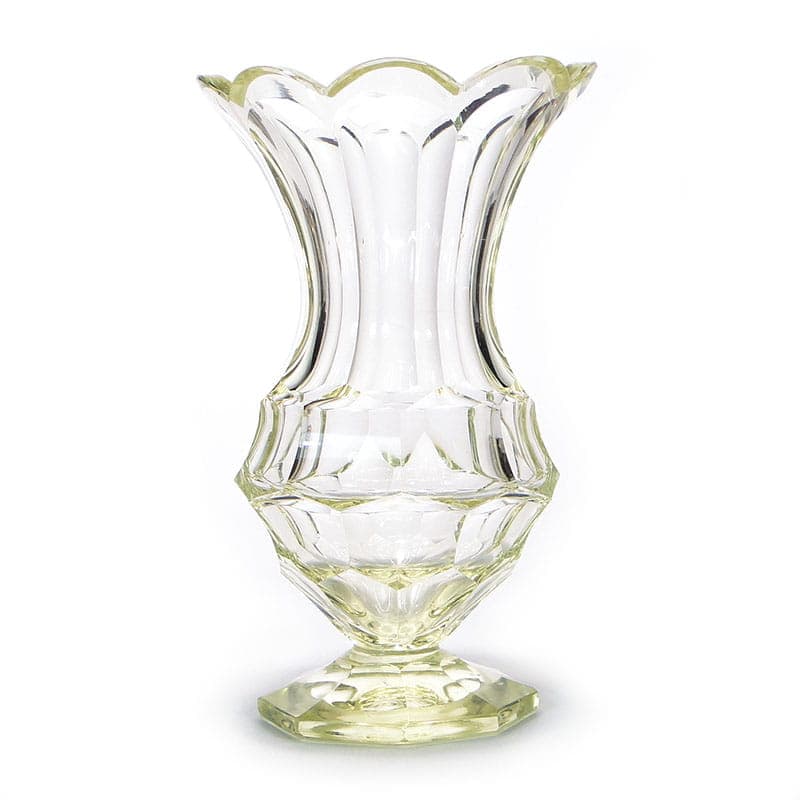 Vase Art Deco, yellow crystal, Józefina Glassworks, 1930s