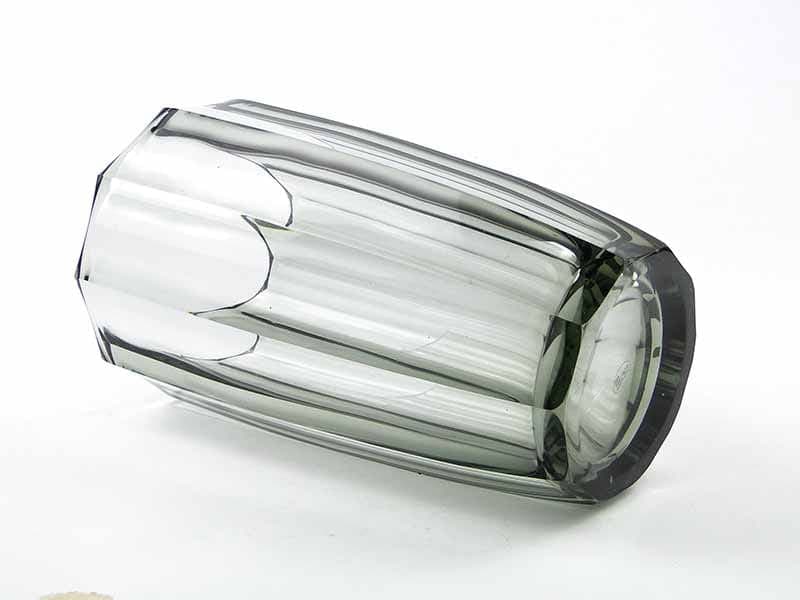 Vase Art Deco, olive crystal, Moser, Czechia, 1920s - 388254