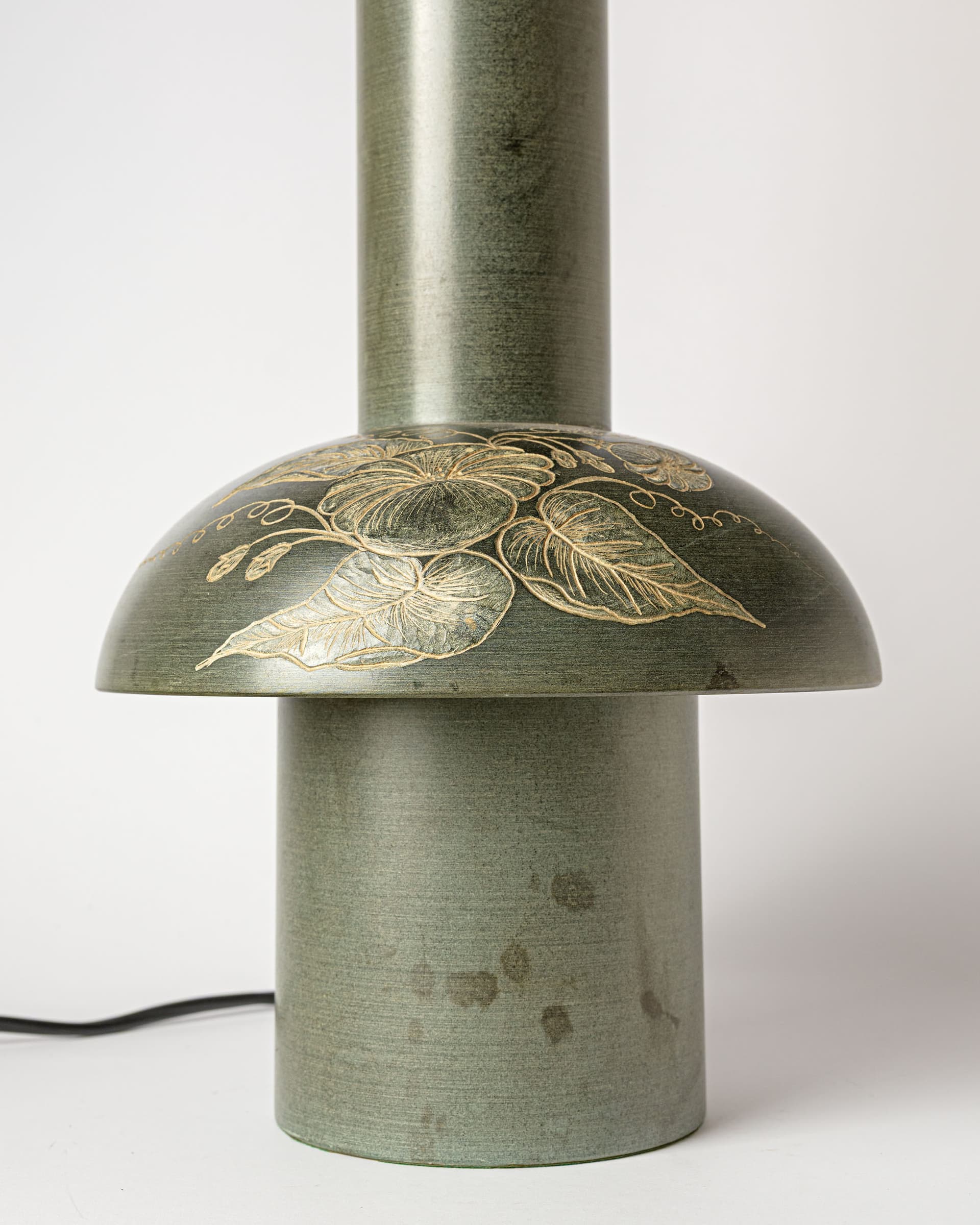Lampa stołowa Mid Century, kamień szary, tkanina beżowy biały, Włochy, lata 80. - 388264