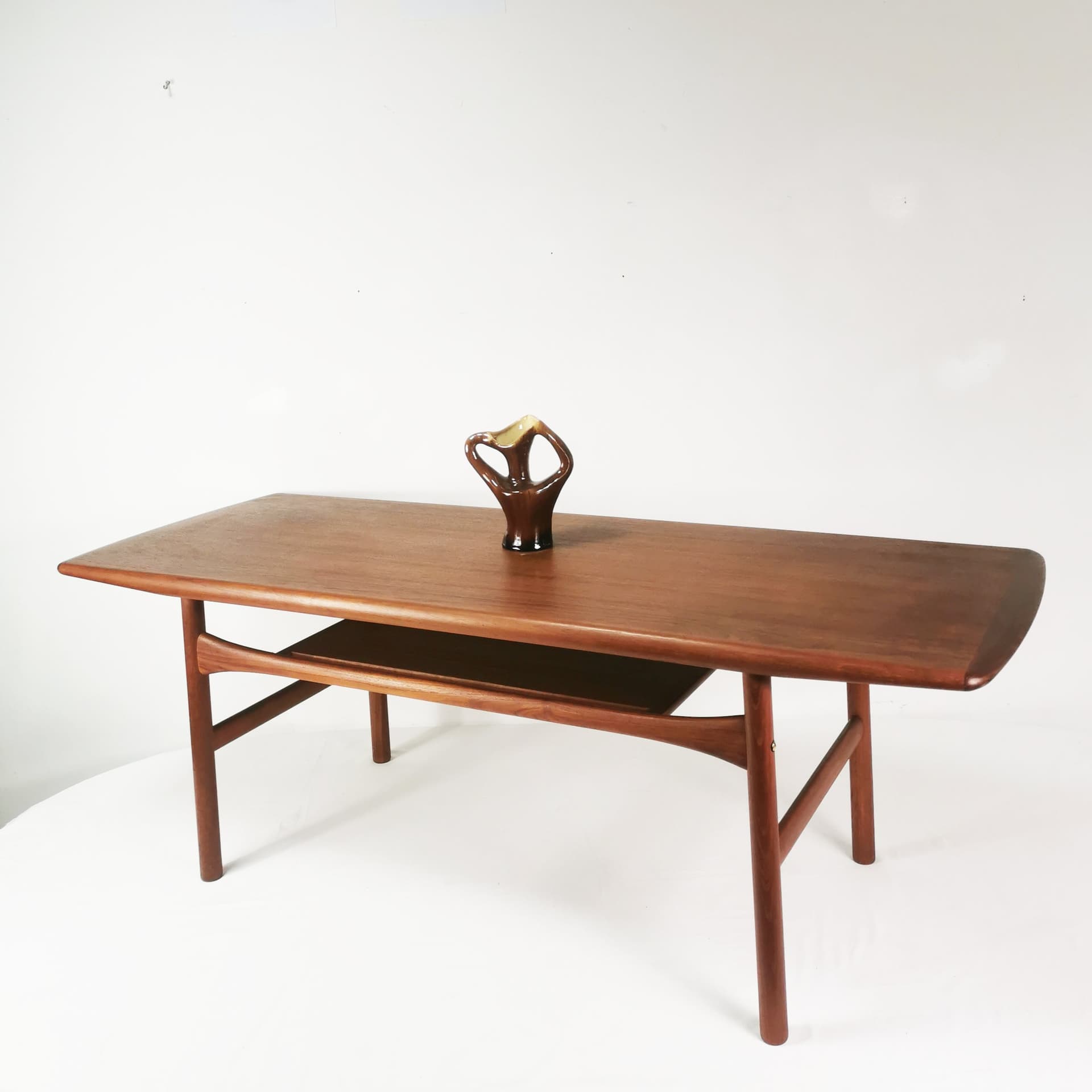 Coffee table, brown teak, by R. Christensen, Arrebo Møbler, Denmark, 1960s. - 388370