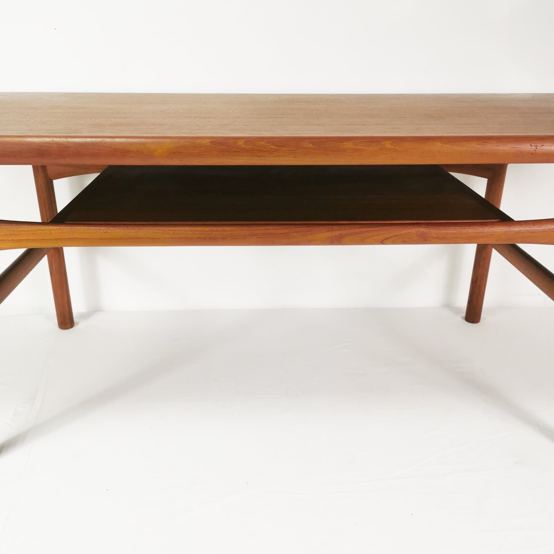 Coffee table, brown teak, by R. Christensen, Arrebo Møbler, Denmark, 1960s. - 388358