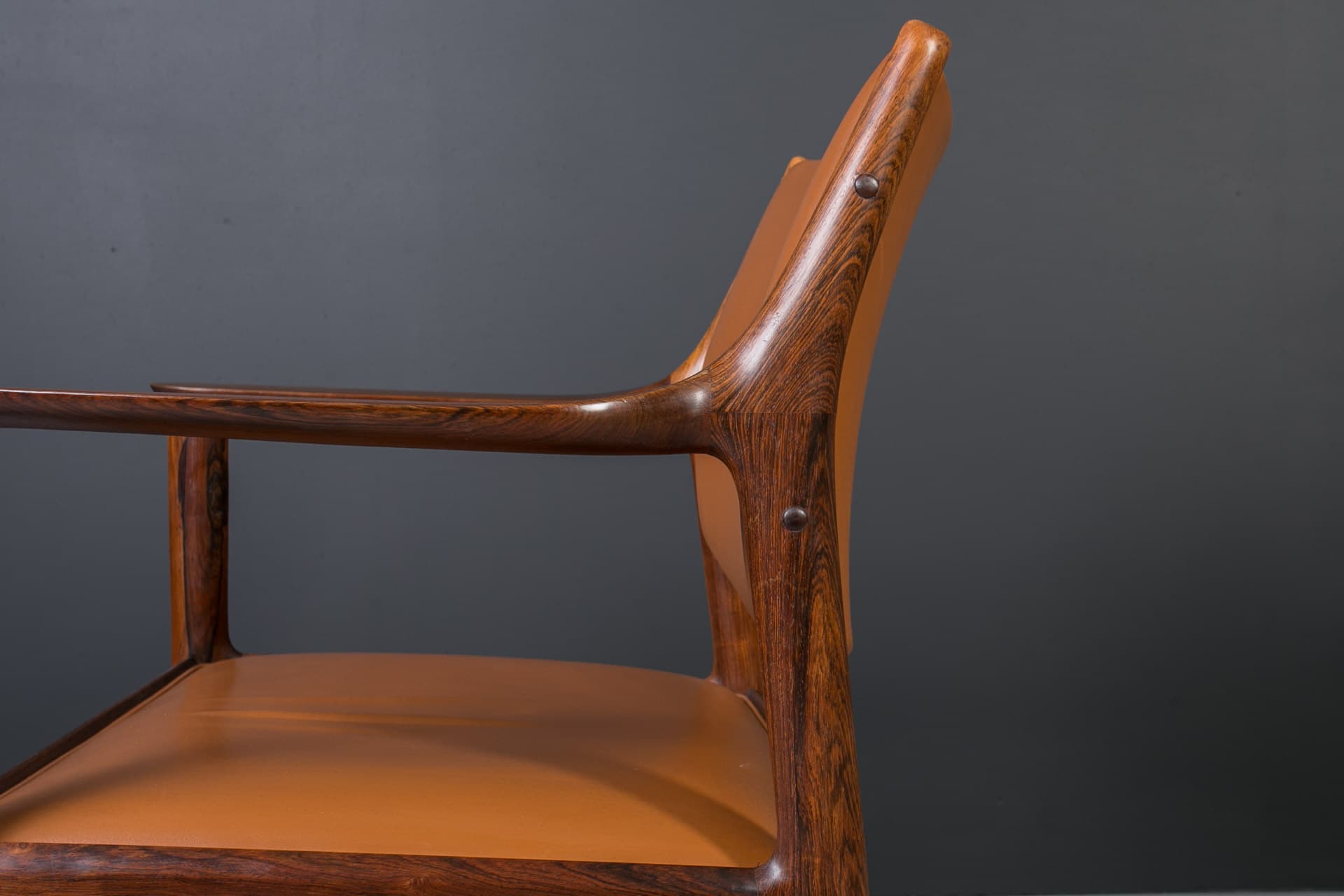 Set of four chairs Elton, cognac leather, dark brown rosewood, by T. Afdal, Norway, 1960s. - 3370