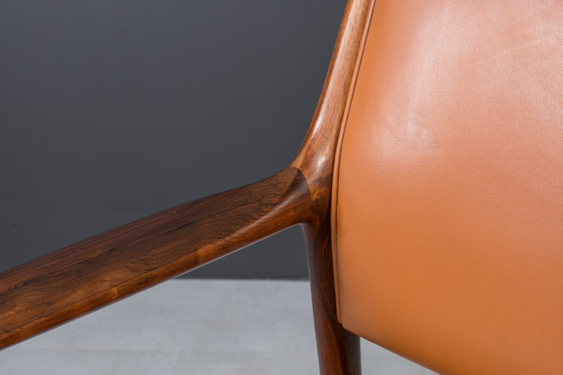 Set of four chairs Elton, cognac leather, dark brown rosewood, by T. Afdal, Norway, 1960s. - 3377