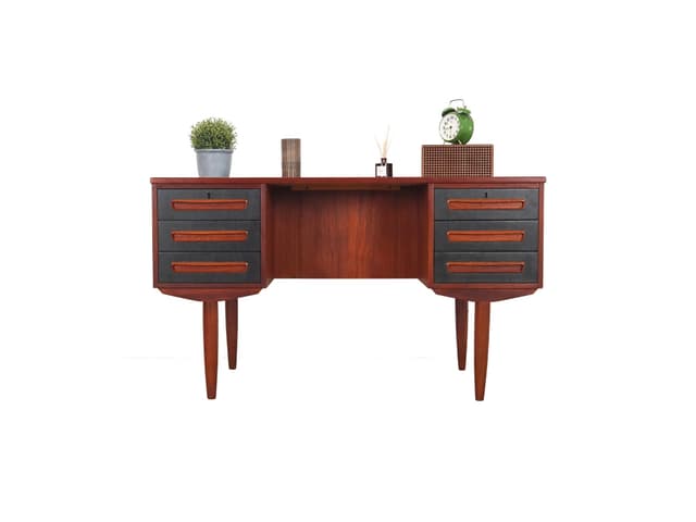 Desk, brown teak, Denmark, 1970s. - DIMENSION