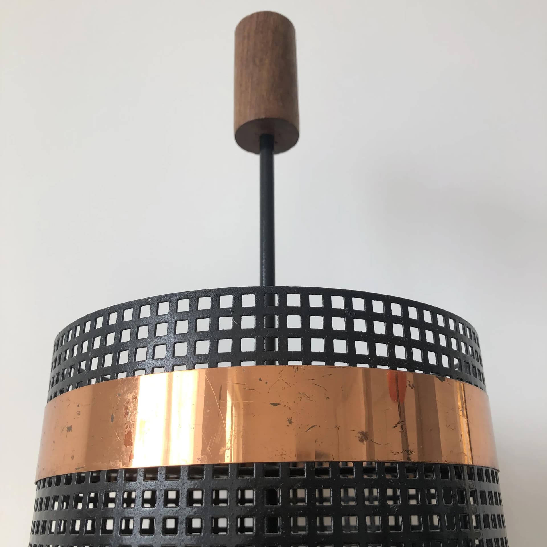 Parasolnik, metal czarny, drewno tekowe, Dania, lata 70. - 28503