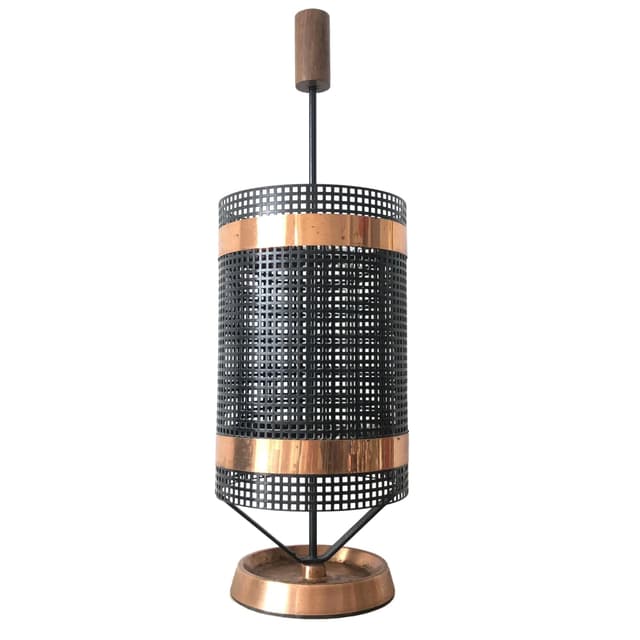 Parasolnik, metal czarny, drewno tekowe, Dania, lata 70. - WYMIARY