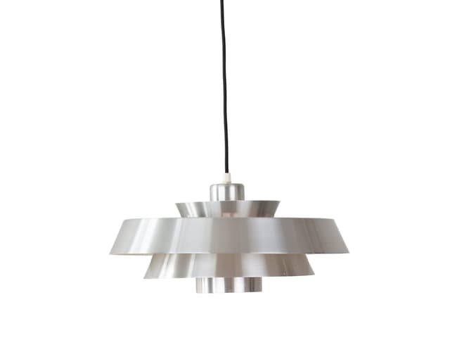 Pendant lamp Nova, silver aluminium, by J. Hammerborg, Fog & Mørup, Denmark, 1960s. - DIMENSION