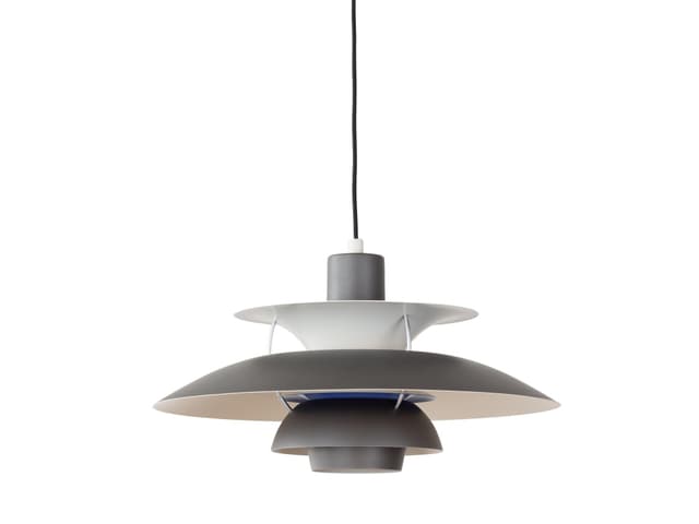 Pendant lamp PH 5, grey aluminum, by P. Henningsen, Louis Poulsen, Denmark, 1980s. - DIMENSION