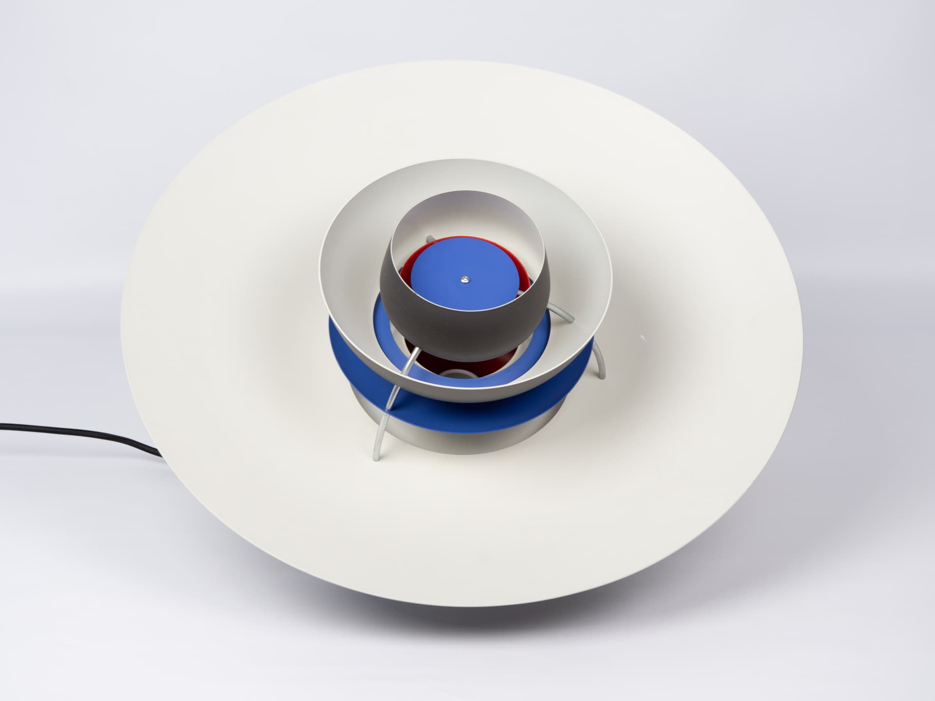 Pendant lamp PH 5, grey aluminum, by P. Henningsen, Louis Poulsen, Denmark, 1980s. - 388547