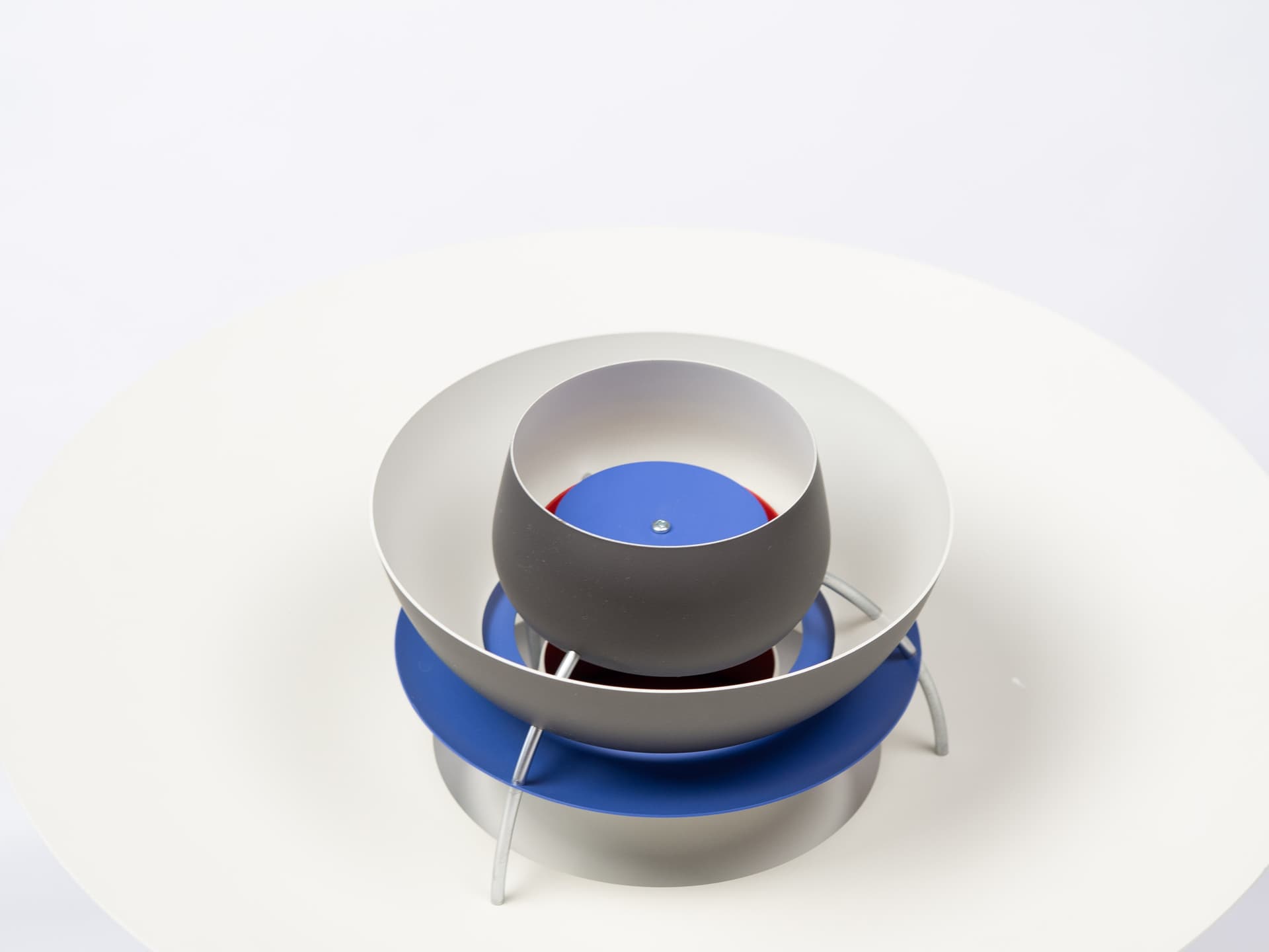 Pendant lamp PH 5, grey aluminum, by P. Henningsen, Louis Poulsen, Denmark, 1980s. - 388544