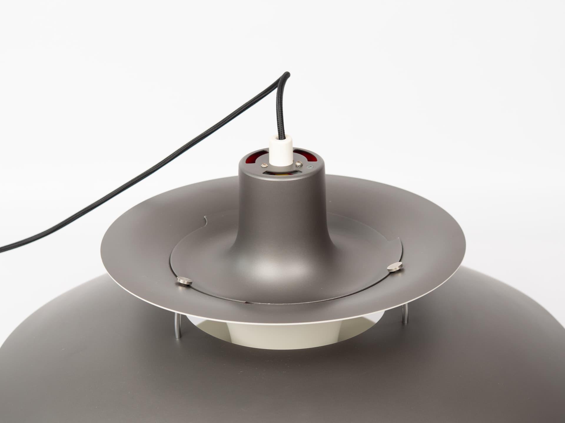 Pendant lamp PH 5, grey aluminum, by P. Henningsen, Louis Poulsen, Denmark, 1980s. - 388545