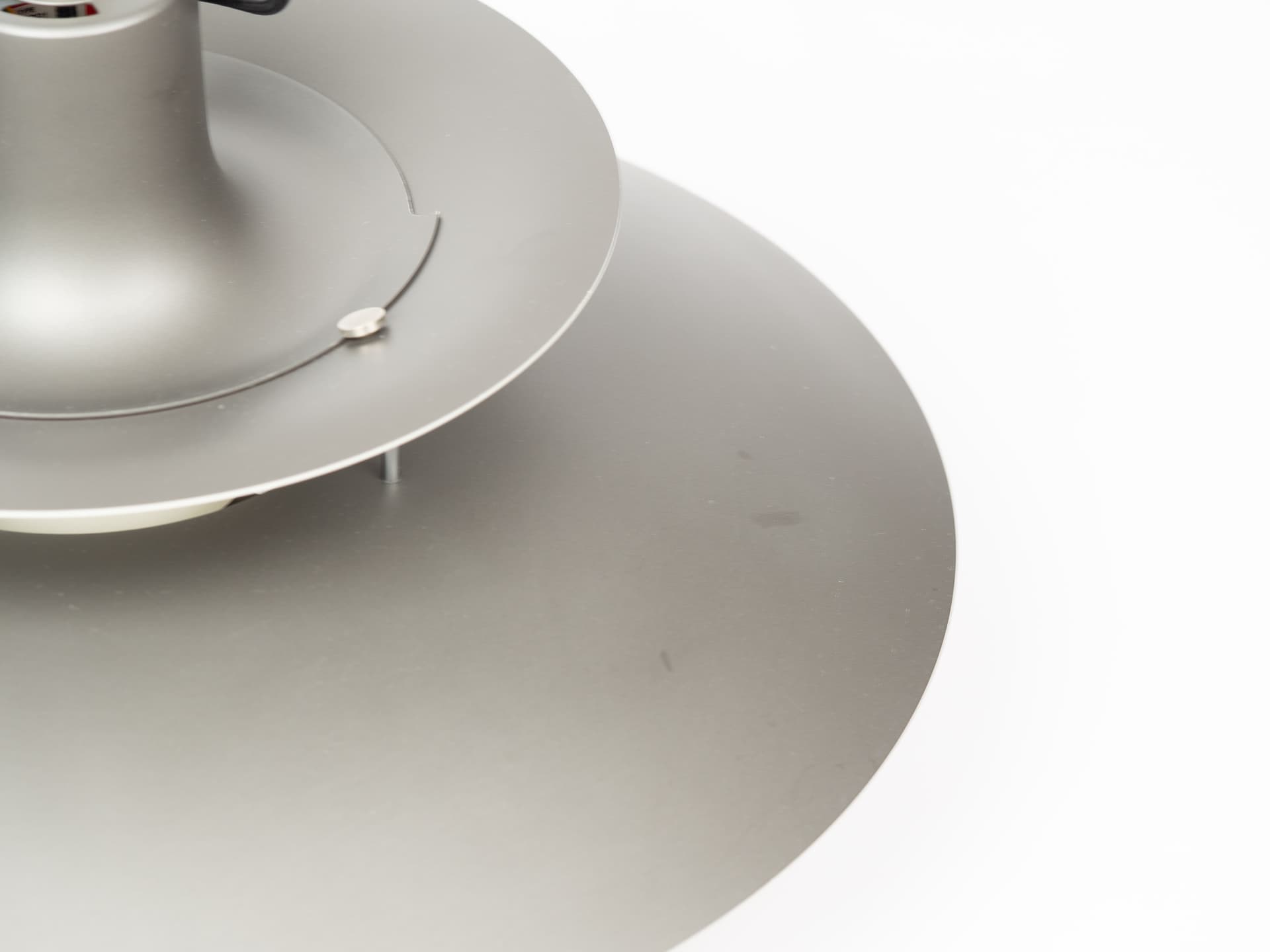 Pendant lamp PH 5, grey aluminum, by P. Henningsen, Louis Poulsen, Denmark, 1980s. - 388546