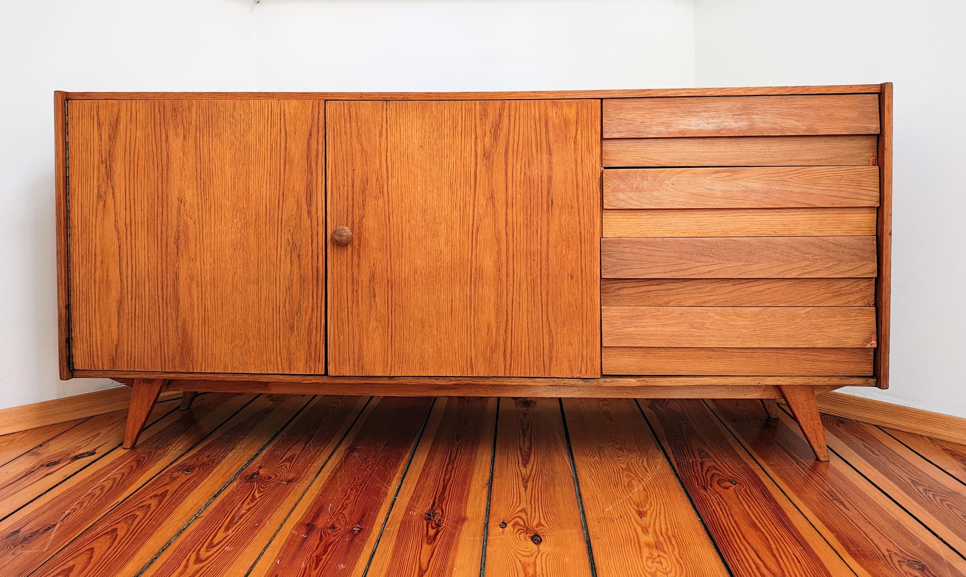 Sideboard, brown walnut, by J. Jiroutek, Interier Praha, Czechoslovakia, 1960s. - 388571