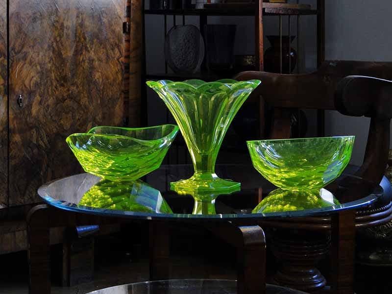 Vase Art Deco, yellow-green crystal, Ludwik Moser & Sohne, 1930s - 388585