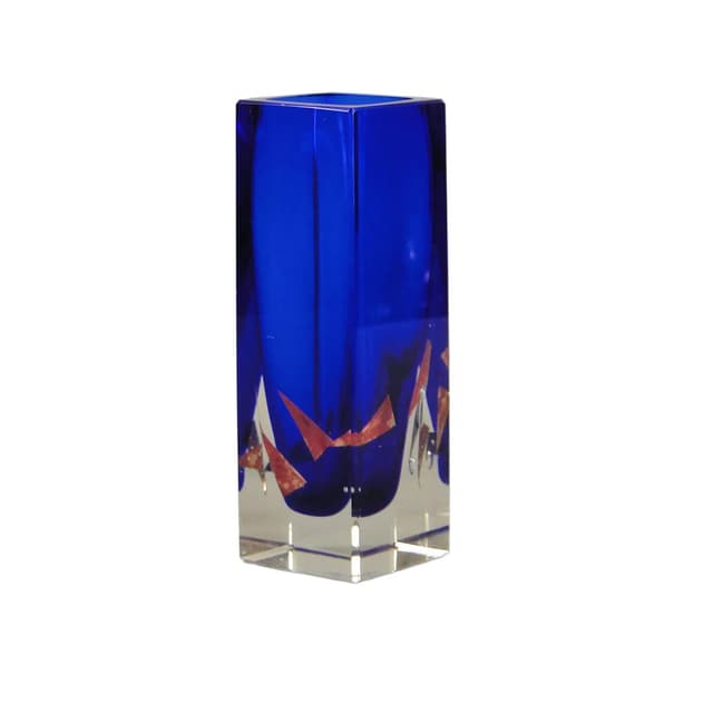 Vase, blue clear crystal, by P. Hlava, Bohemia, Czechia, 1960s. - DIMENSION