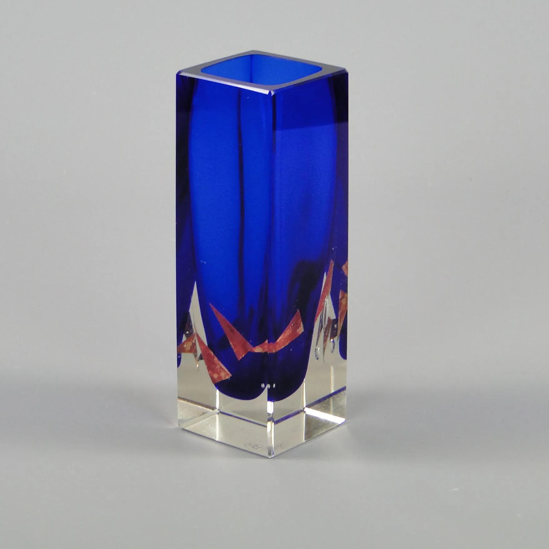 Vase, blue clear crystal, by P. Hlava, Bohemia, Czechia, 1960s. - 388612