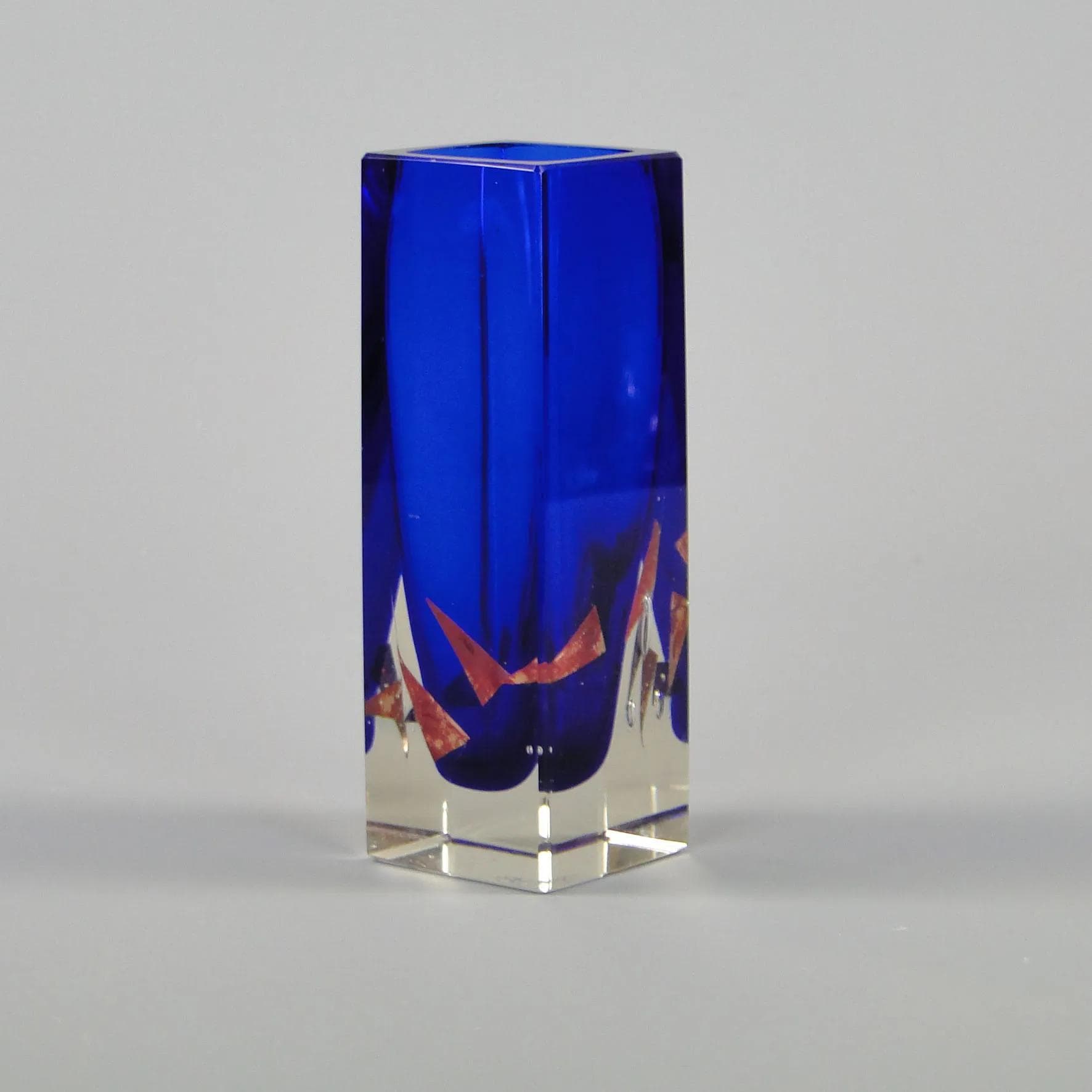 Vase, blue clear crystal, by P. Hlava, Bohemia, Czechia, 1960s. - 388611