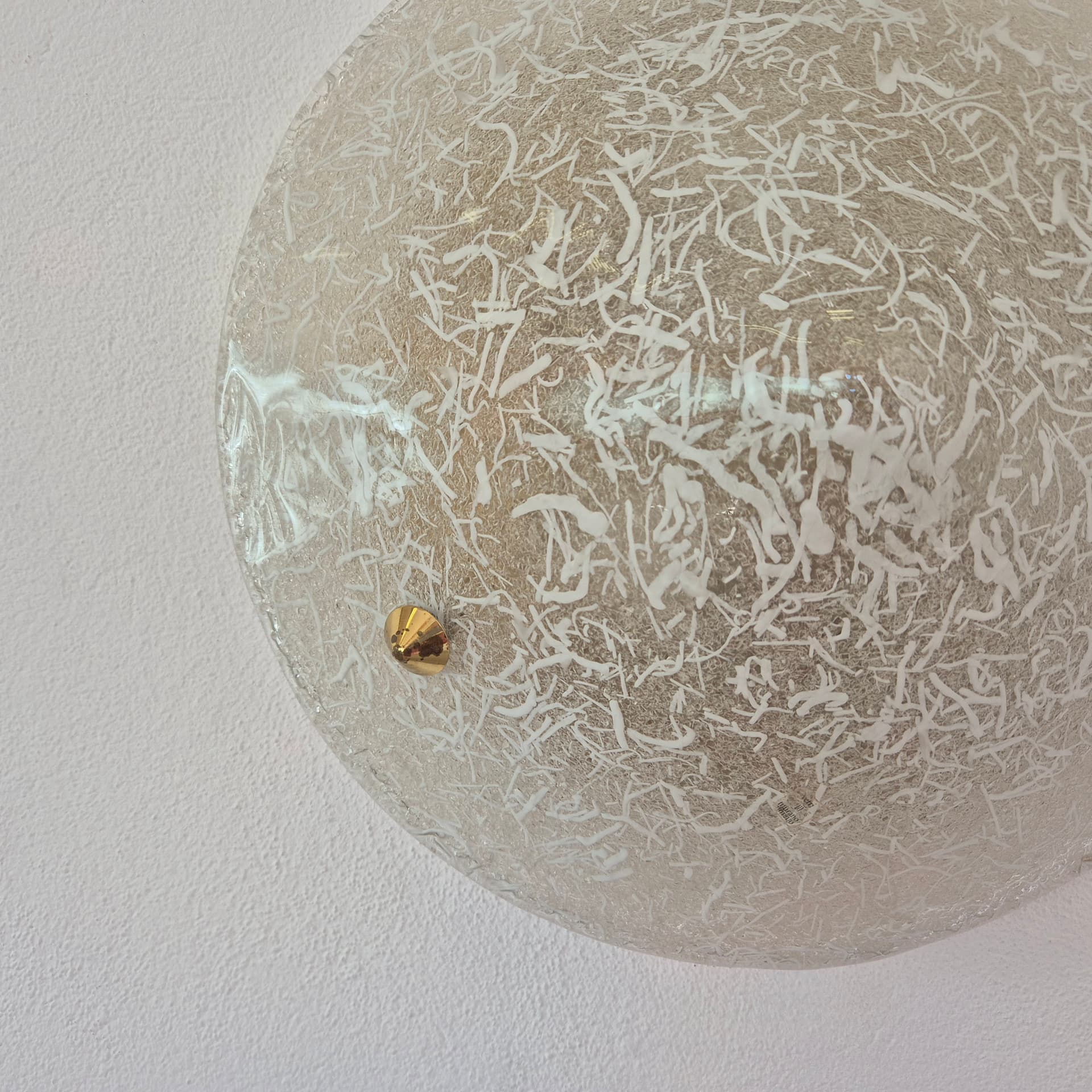 Ceiling lamp Murano, transparent white glass, Vetri, Italy, 1970s. - 388640
