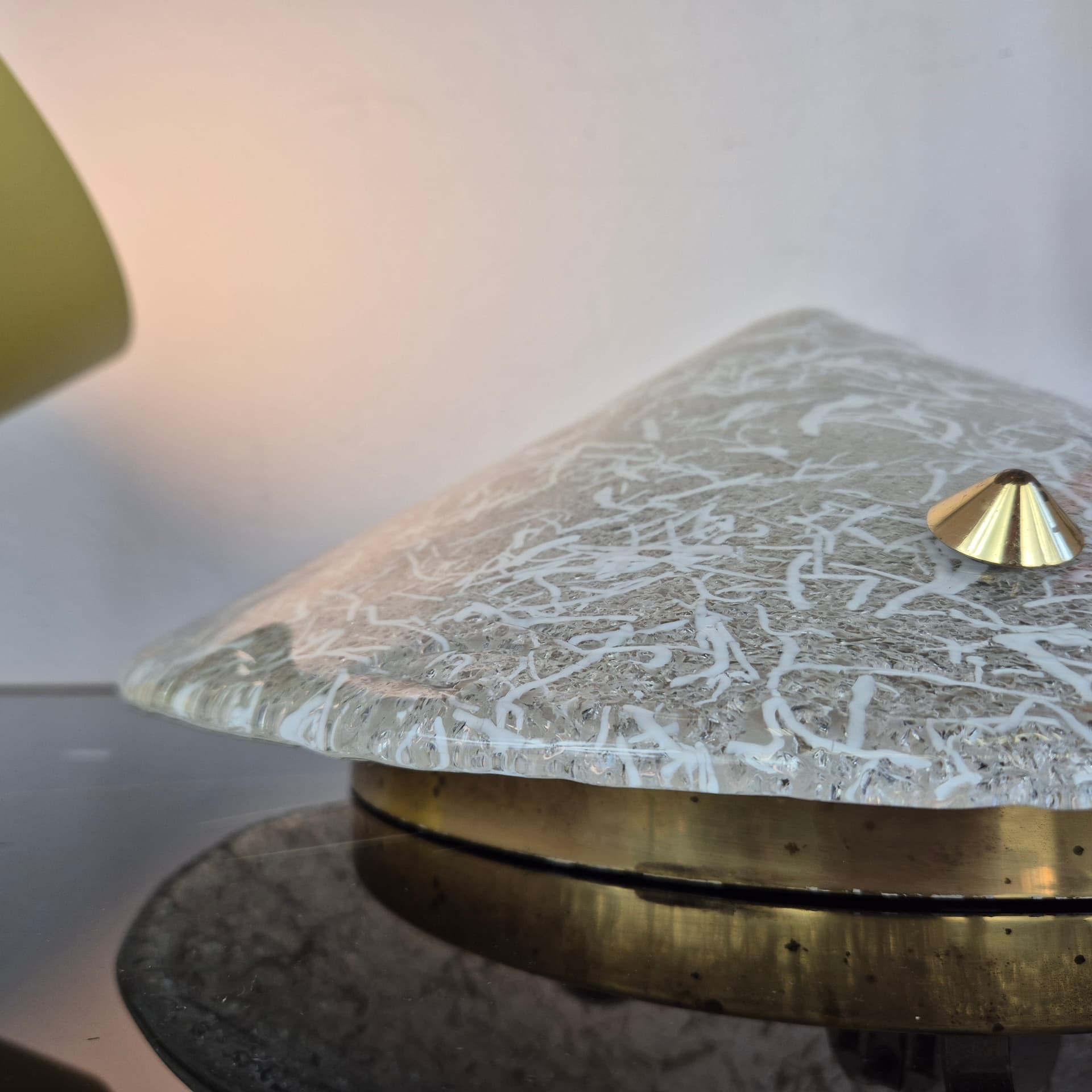 Ceiling lamp Murano, transparent white glass, Vetri, Italy, 1970s. - 388646