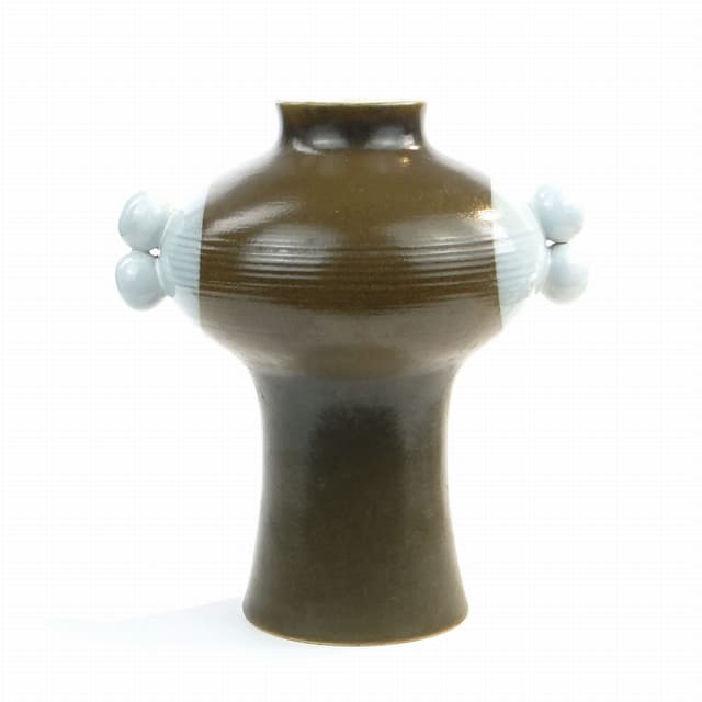 Vase Brusel, brown blue ceramic, Czechoslovakia, 1960s - DIMENSION