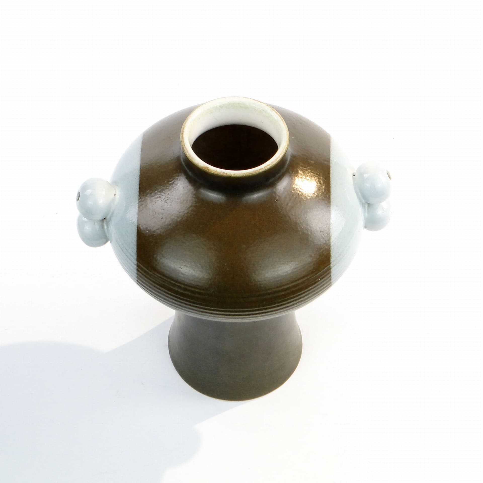 Vase Brusel, brown blue ceramic, Czechoslovakia, 1960s - 388681