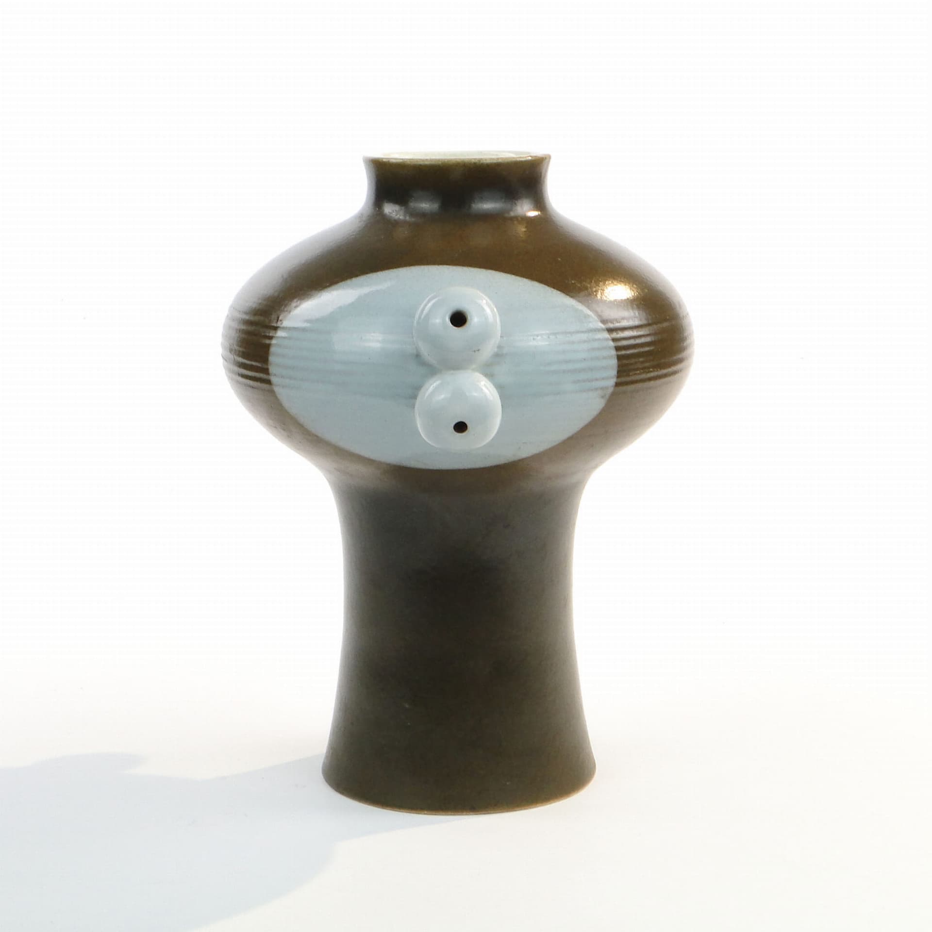 Vase Brusel, brown blue ceramic, Czechoslovakia, 1960s - 388671